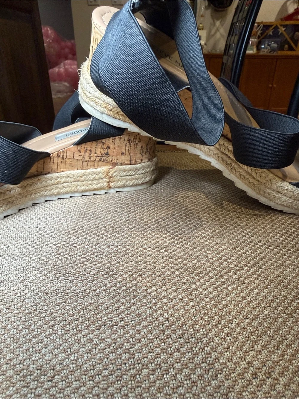 Steve Madden Black Platform Espadrille Sandals